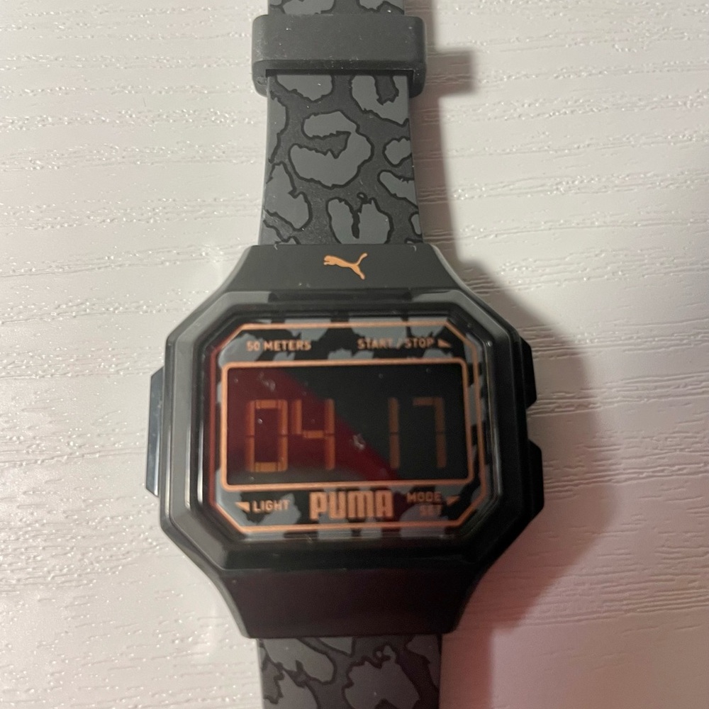 PUMA Black-on-Black Leopard / Casio-Inspired Digital P1058 - Picture 2 of 4